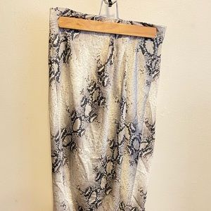 Snake Print Midi Wrap Skirt